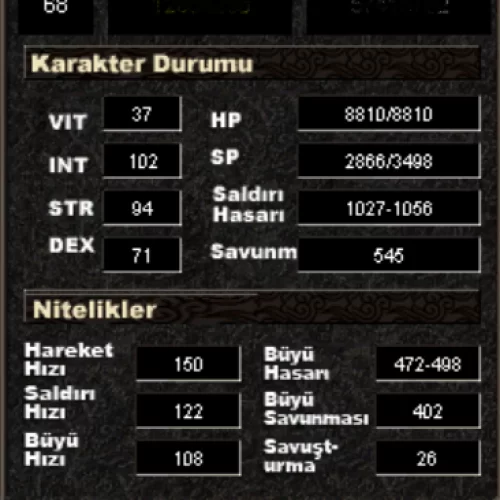 68LV - G7 KESKİNLİK - BÜYÜLÜ SURA - ELİT İTEMLER - ASKER AT - 545 DEFANS